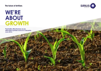 WERE  ABOUT  GROWTH  Polyhalite effectiveness as an  alternative potash source in Tanzania  June