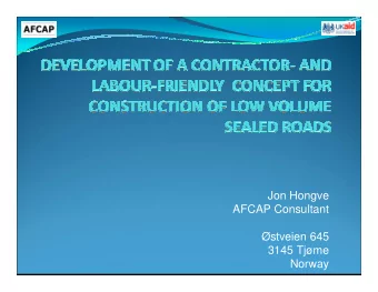 Jon Hongve  AFCAP Consultant  stveien 645  3145 Tjme  Norway  THE GUNDO LASHU PROGRAMME IN