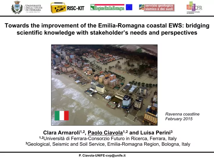towards the improvement of the emilia romagna coastal ews