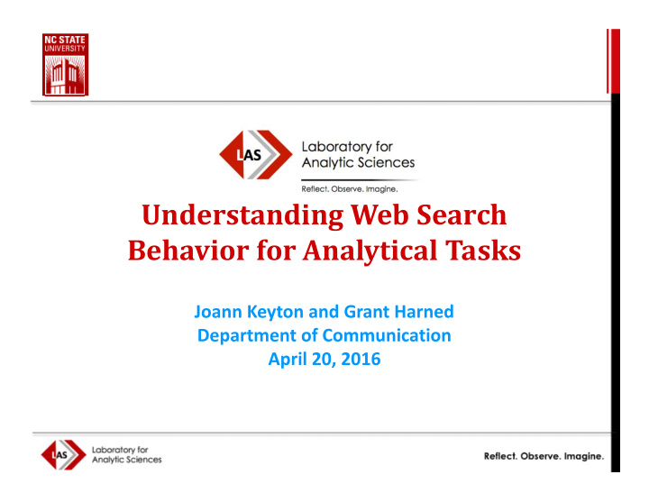 understanding web search behavior for analytical tasks