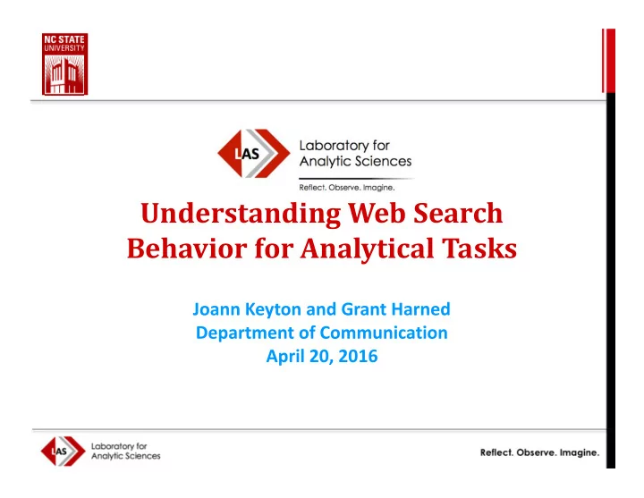 understanding web search behavior for analytical tasks