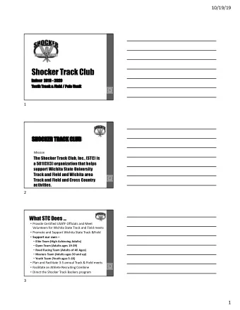 Shocker Track Club  1  1  Mission  The Shocker Track Club, Inc., (STC) is  a 501(C)(3) organization