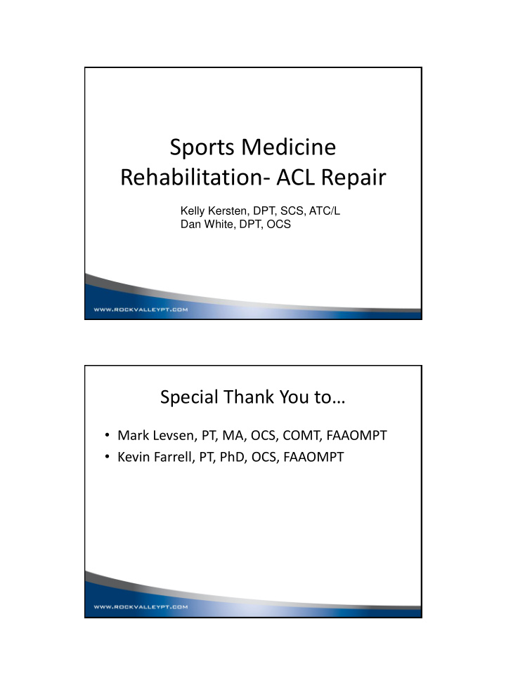 sports medicine rehabilitation acl repair