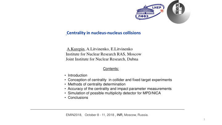 centrality in nucleus nucleus collisions