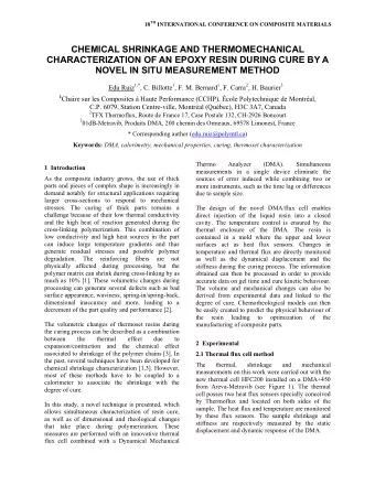CHEMICAL SHRINKAGE AND THERMOMECHANICAL  CHARACTERIZATION OF AN EPOXY RESIN DURING CURE BY A  NOVEL