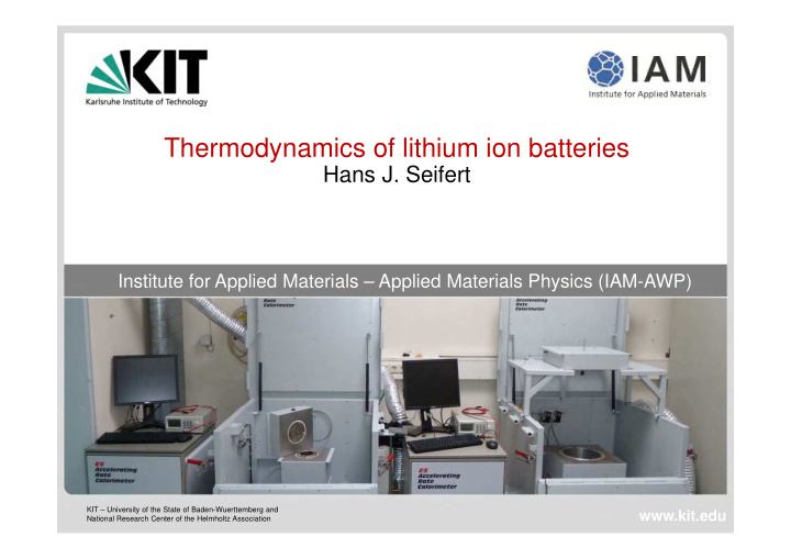 thermodynamics of lithium ion batteries