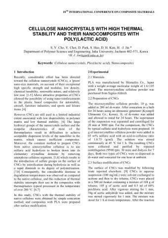 CELLULOSE NANOCRYSTALS WITH HIGH THERMAL  STABILITY AND THEIR NANOCOMPOSITES WITH  POLY(LACTIC