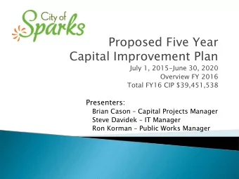 Proposed Five Year  Capital Improvement Plan  July 1, 2015-June 30, 2020  Overview FY 2016  Total