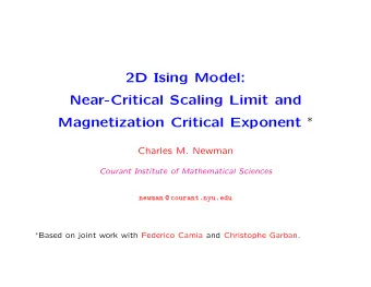2D Ising Model:  Near-Critical Scaling Limit and Magnetization Critical Exponent   Charles M.
