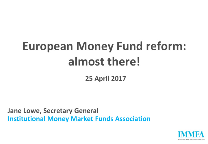 european money fund reform