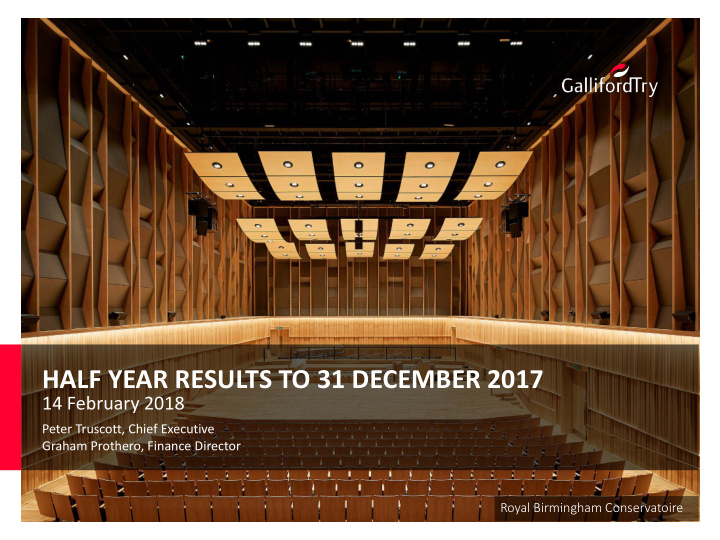 half year results to 31 december 2017
