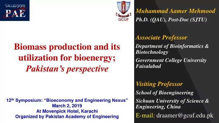 utilization for bioenergy