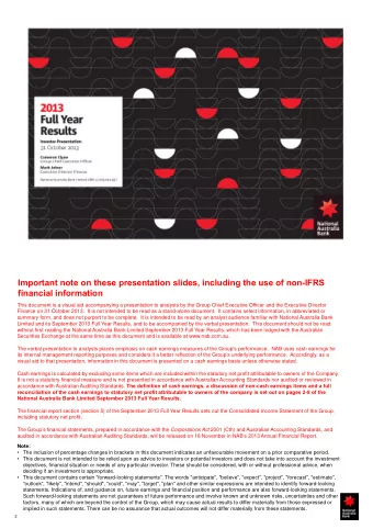 Important note on these presentation slides, including the use of non-IFRS  financial information