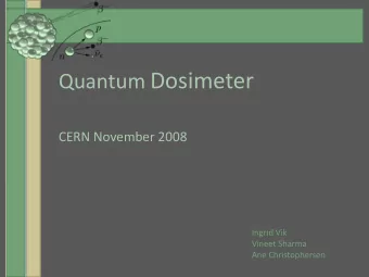 Quantum Dosimeter  CERN November 2008  Ingrid Vik  Vineet Sharma  Ane Christophersen  Technology