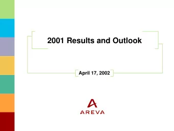 2001 Results and Outlook  April 17, 2002  Major Events in 2001 ! Formation of AREVA on September 3,