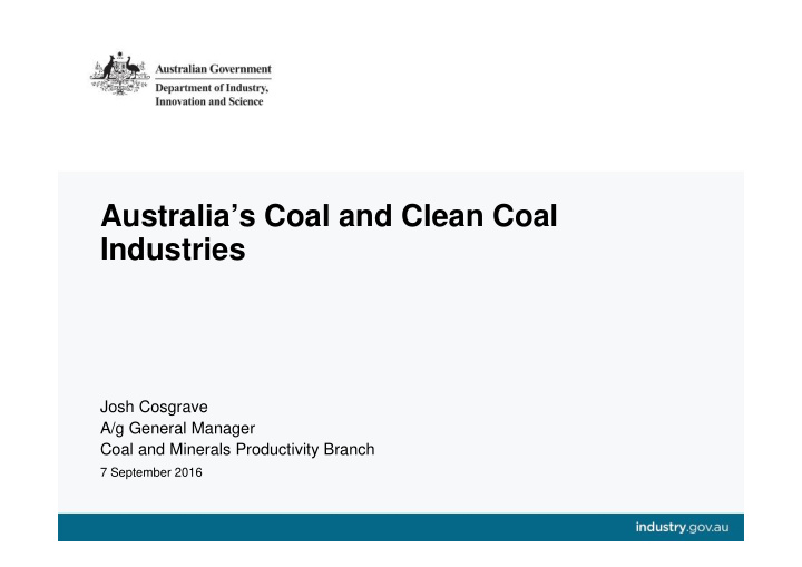 australia s coal and clean coal industries