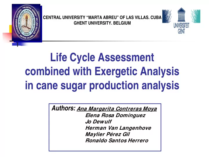 life cycle assessment combined with exergetic analysis in