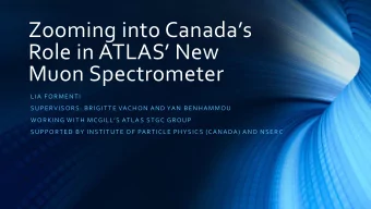 Role in ATLAS New  Muon Spectrometer  LIA FORMENTI  SUPERVISORS: BRIGITTE VACHON AND YAN