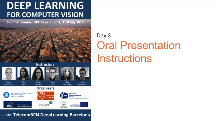 oral presentation instructions oral session