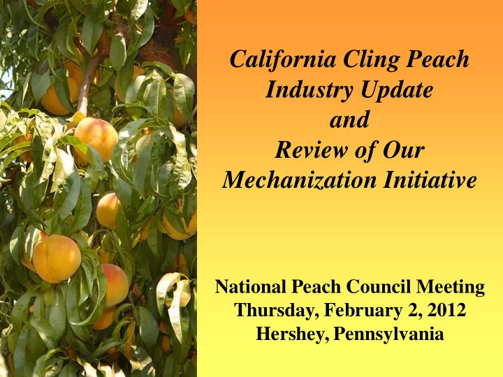 california cling peach industry update and review of our