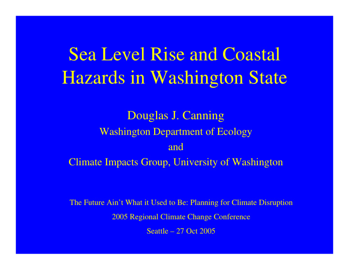 sea level rise and coastal hazards in washington state