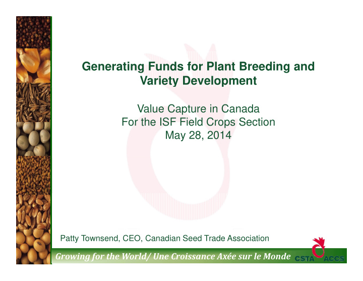 generating funds for plant breeding and variety