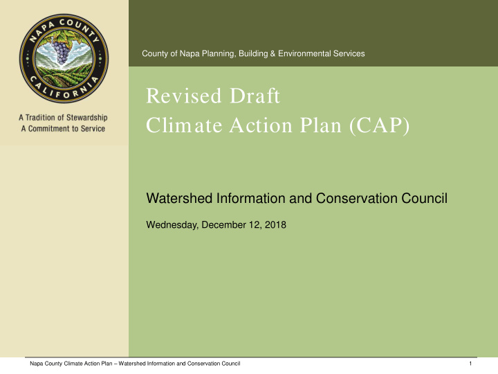 revised draft climate action plan cap