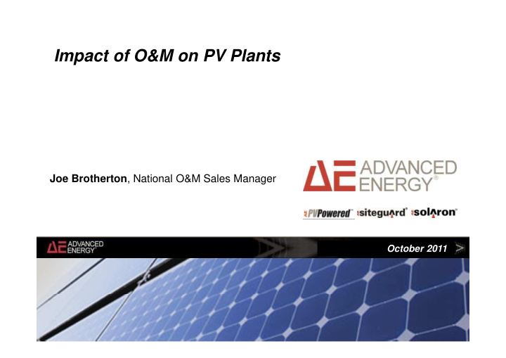 impact of o m on pv plants