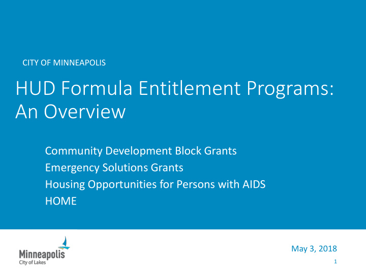 hud formula entitlement programs an overview