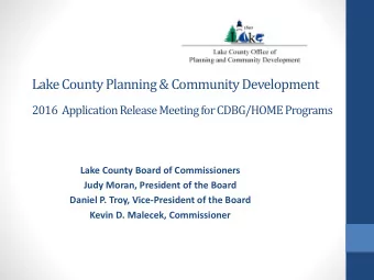 Lake County Planning &amp; Community Development  2016 Application Release Meeting for CDBG/HOME