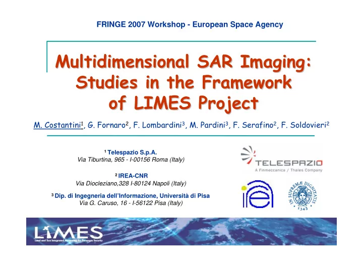 multidimensional sar sar imaging imaging multidimensional