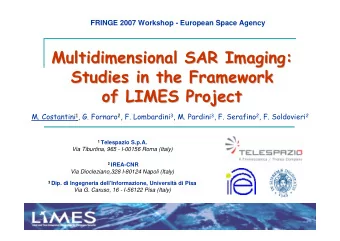 Multidimensional SAR  SAR Imaging  Imaging:  :  Multidimensional  Studies in the  in the Framework