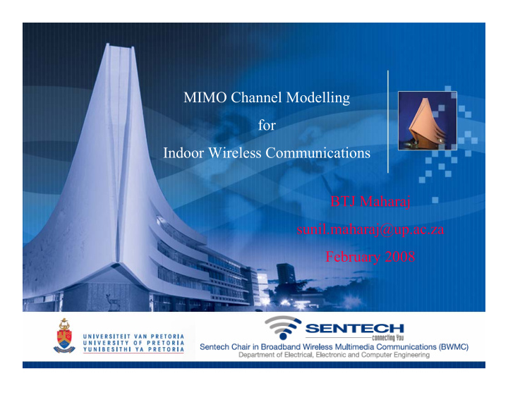 mimo channel modelling for indoor wireless communications