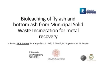 Bi  Biol  oleachi eaching of of fly fly ash ash and and  bot  bottom om ash ash fr  from om Muni