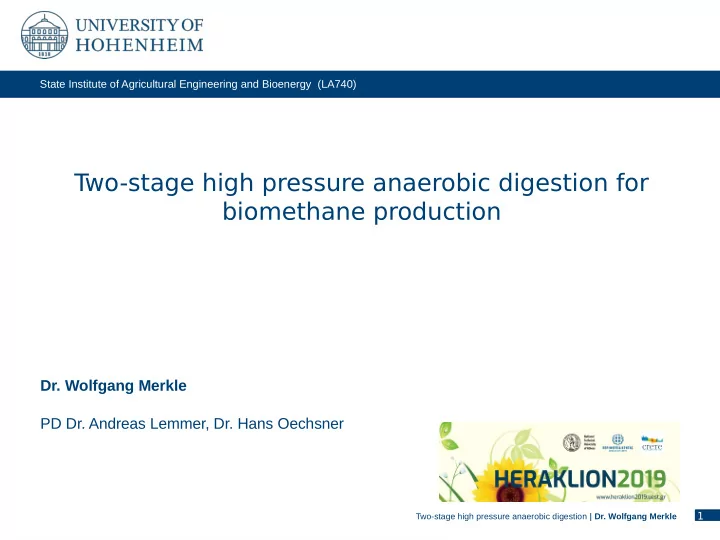 t wo stage high pressure anaerobic digestion for