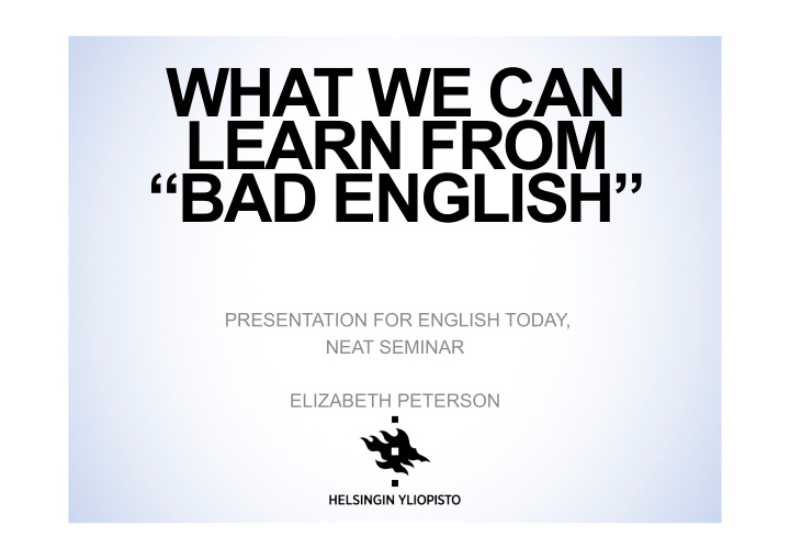 what we can learn from bad english