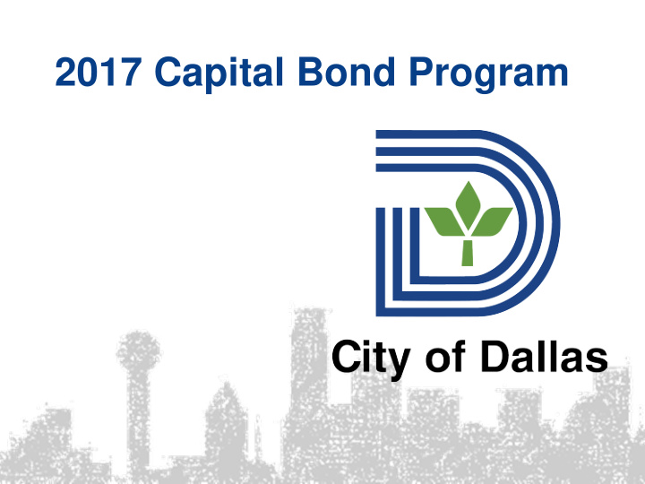 2017 capital bond program overview