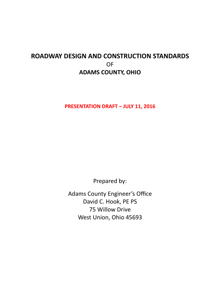roadway design and construction standards