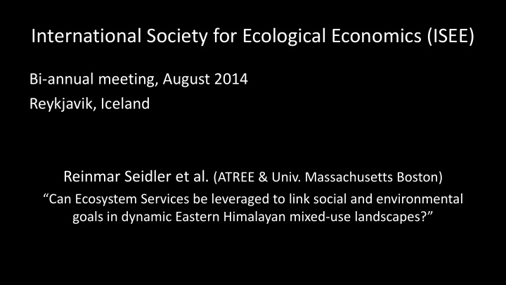 international society for ecological economics isee