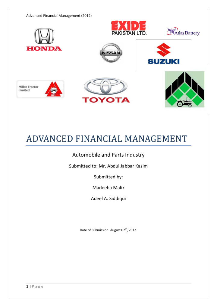 advanced financial management
