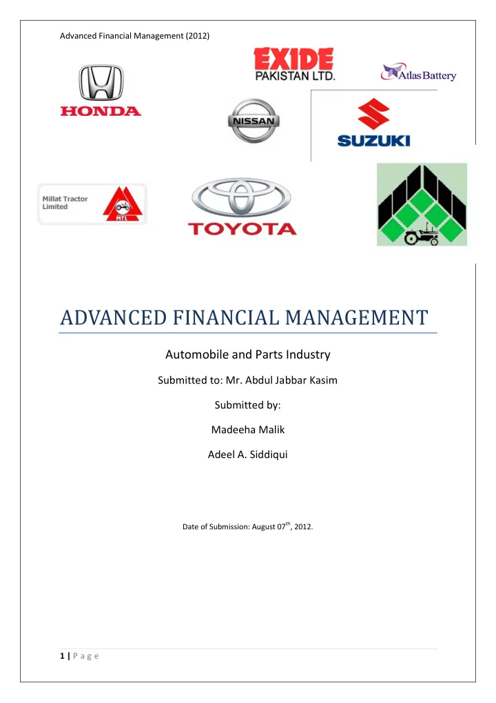 advanced financial management
