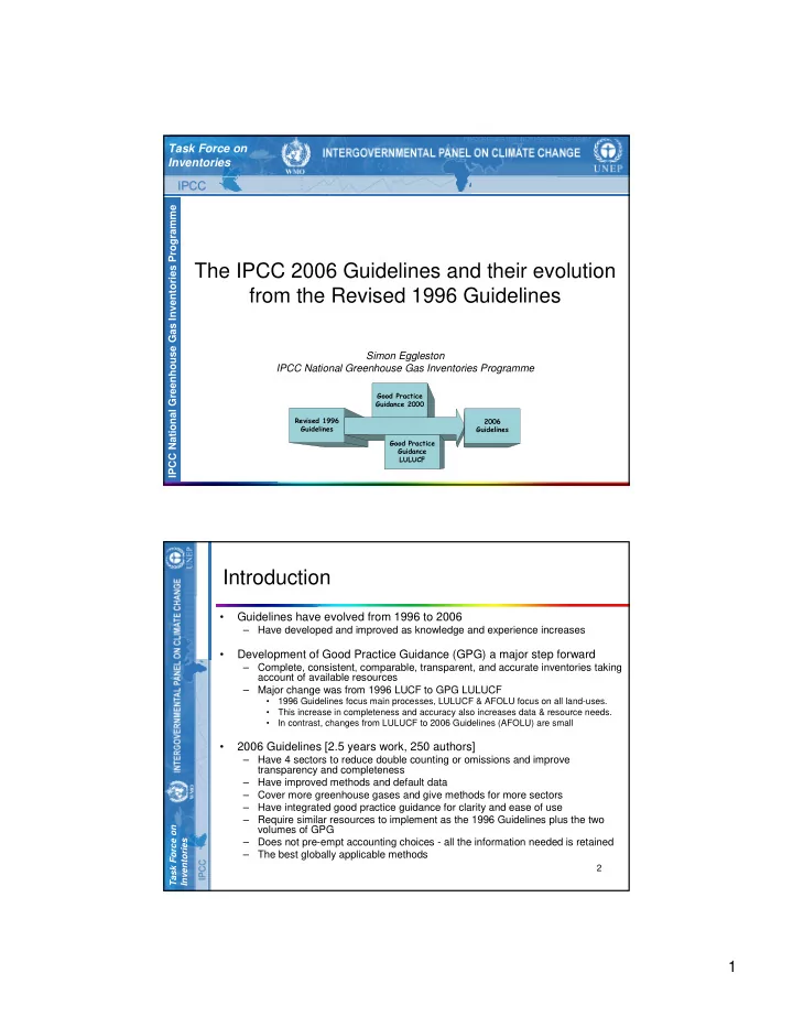 the ipcc 2006 guidelines and their evolution from the