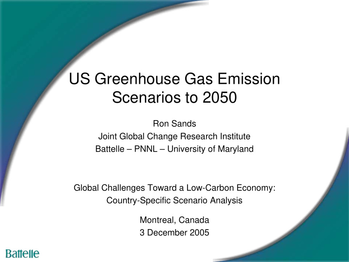 us greenhouse gas emission scenarios to 2050