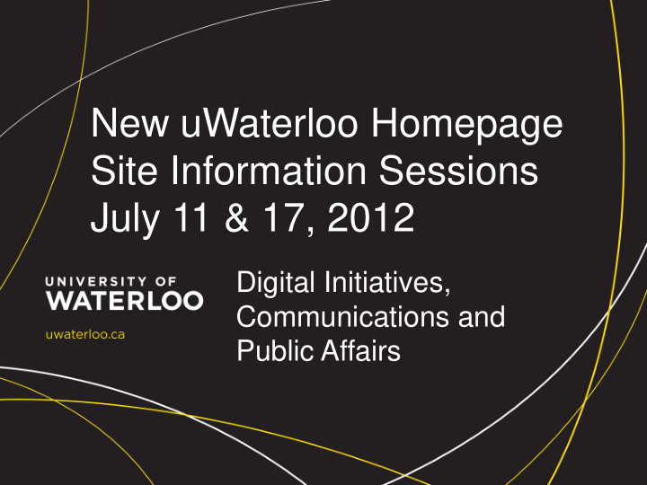 new uwaterloo homepage