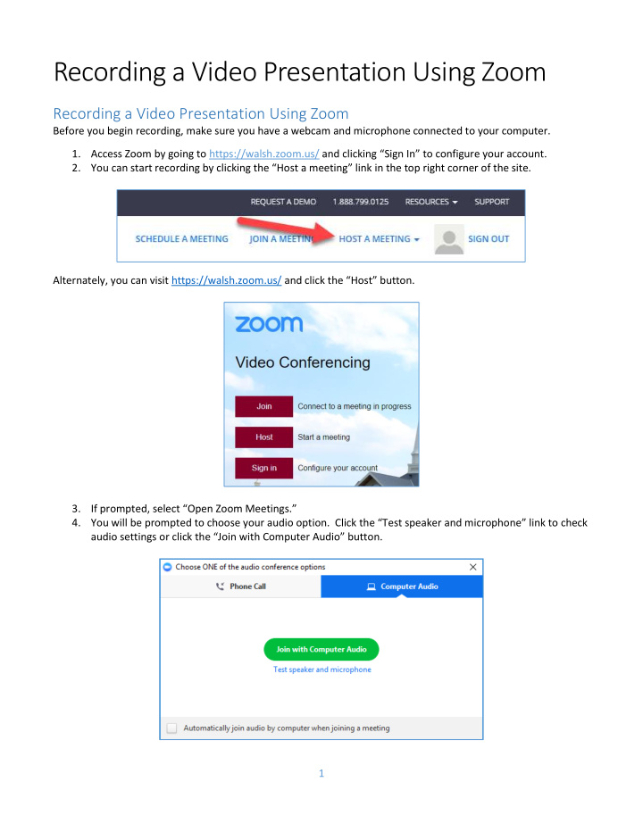 recording a video presentation using zoom