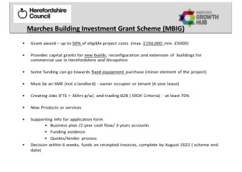 Marches Building Investment Grant Scheme (MBIG)  Wye Valley Brewery - Stoke Lacy  Funding provided