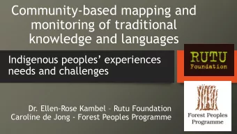 monitoring of traditional  knowledge and languages  Indigenous peoples experiences  needs and