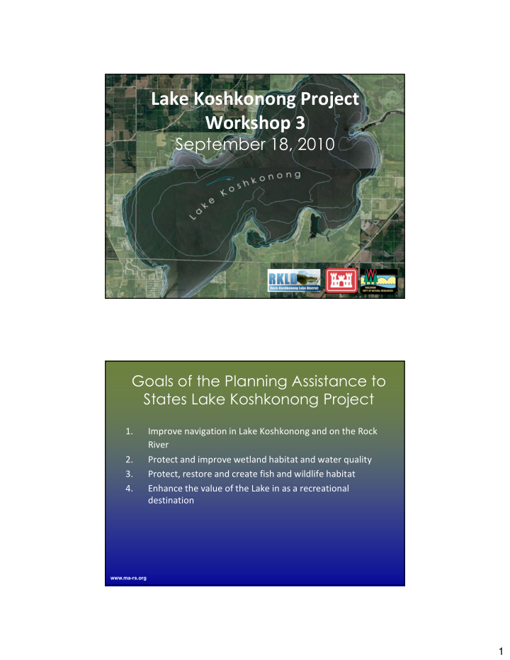 lake koshkonong project workshop 3