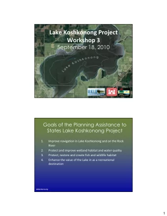 Lake Koshkonong Project  Workshop 3