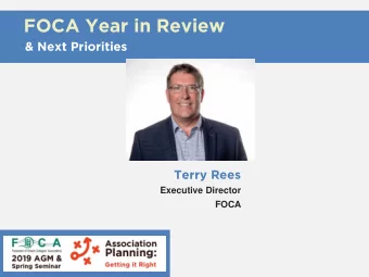 FOCA Year in Review &amp; Next Priorities  Terry Rees  Executive Director  FOCA  Thank you!